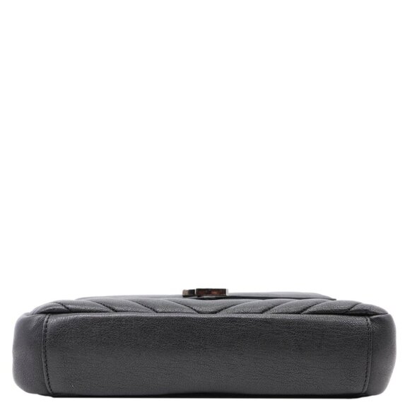 Yves Saint Laurent  College Medium Monogram Chevron Leather Crossbody Bag Black - Picture 9 of 12